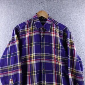 Bullock Jones San Francisco Mens M‎ Plaid Flannel Button Down Shirt Made in USA